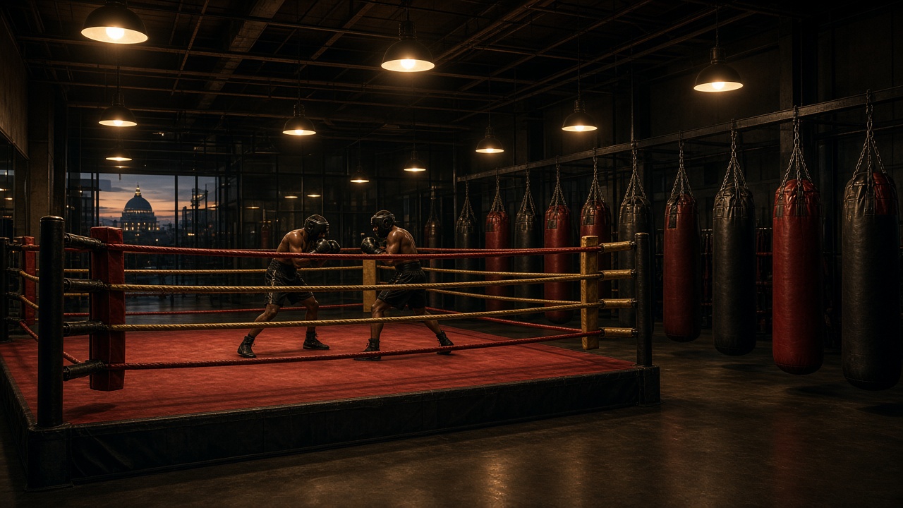 Prime Boxing Gym fighters sparring under bright ring lights in Washington DC